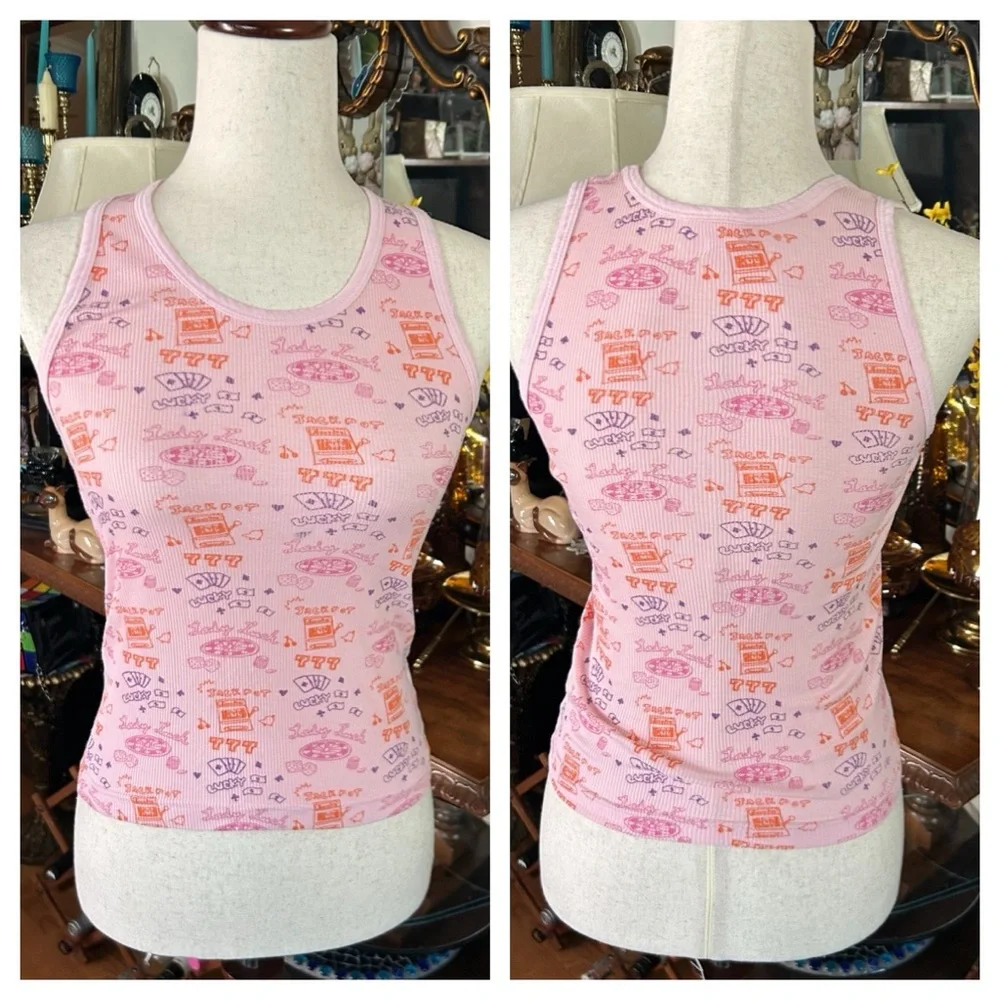 Vintage Pink Graphic Ribbed Tank Top - Picture 2 of 11